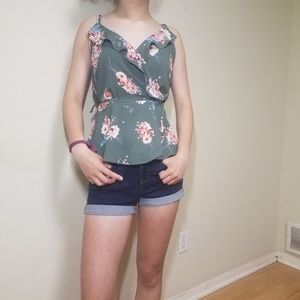 Floral print V-neck blouse